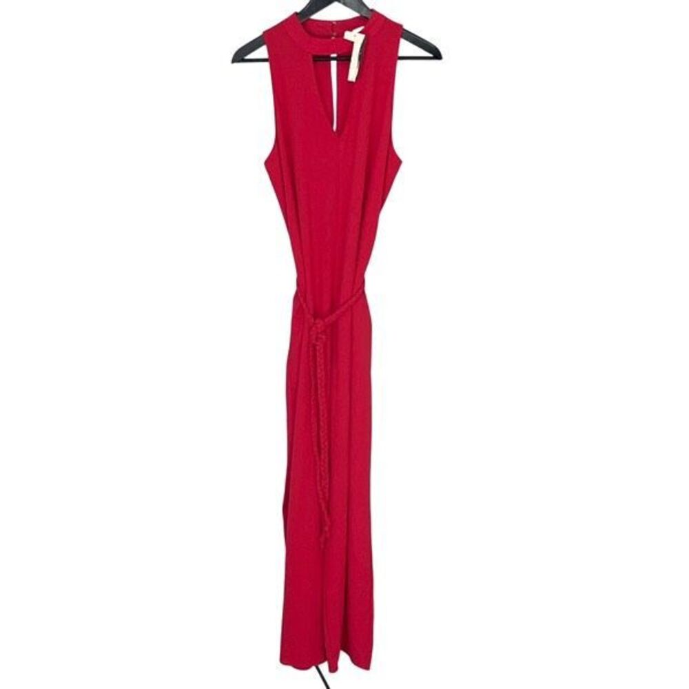 Evereve Womens Dani Cutout Sleeveless Braided Belted Jumpsuit Red pink Medium NW